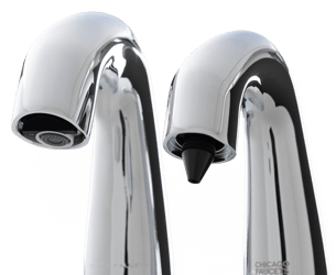 EQ® Curve Spout Touchless Faucet with Matching Soap Dispenser, Polished Chrome